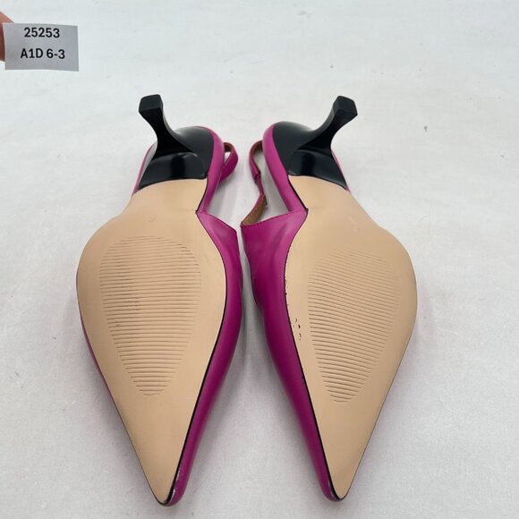 FSJ Fuchsia Kitten Heel Slingback Sandal Pointy Toe Sexy Pumps Dress Shoes - Picture 7 of 8